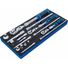 Tool Set 1/3: Reversible / telescopic ratchet wrench and accessory set | 6.3 mm (1/4") / 10 mm (3/8") / 12.5 mm (1/2") | 17 pcs. (4798)