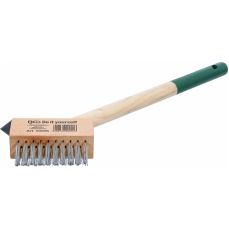 Wire brush for weed removal | short handle | with scraper | 300 mm (50926)