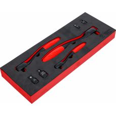 Set of reversible ratchets with adapters | 6.3 mm (1/4") - 10 mm (3/8") - 12.5 mm (1/2") | 7 pcs. (72122)