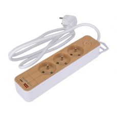 Extension cord with 3 sockets (1.4 m) with grounding and USB (72343)