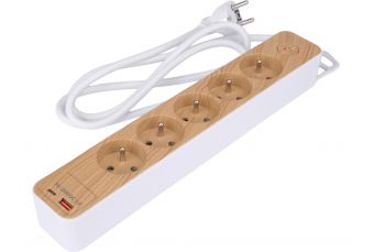 5-socket extension cord (1.4 m) with grounding and USB (72344)