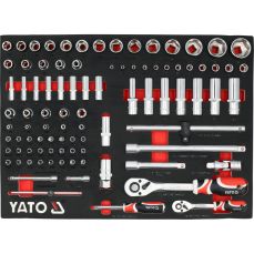Tool set: socket heads | ratchets | extensions | 1/4" + 1/2" | 92 pcs. (YT-55490)