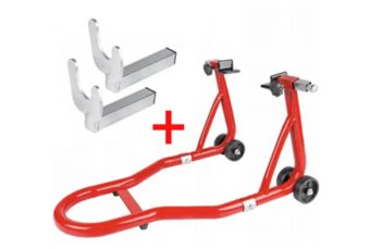 L-veida statīvs aizmugurējai motocikla ritenim, kravnesība 250 kg + papildu stiprinājums. (JC-401)