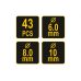 Dībeļu instrumentu komplekts | 6/8/10 mm | 43 prece(s) (24080)