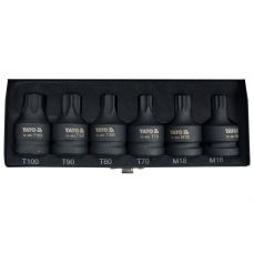 Набор ударных торцевых головок 20 мм (3/4") | T-Star (Torx) T70 - T100 | spline M16-M18 | 6 шт. (YT-10653)