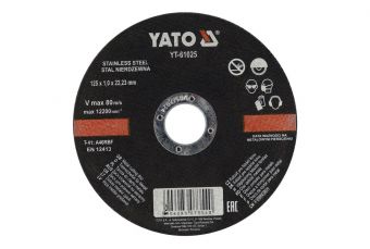 Диск отрезной по нержавеющий стали125x1,0x22,2 (YT-61025)
