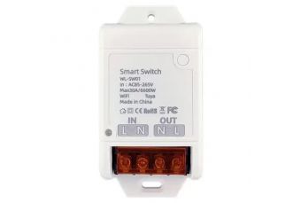 TUYA Умный 1-канальный переключатель, Wi-Fi, 30A, AC 100-240V, 6600W (HS084035)