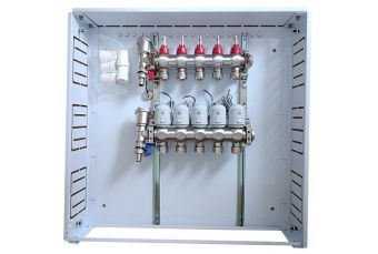Heating Manifold 5 Loops with Thermal Actuators NC AC230V and Flow Meters (HT260409)