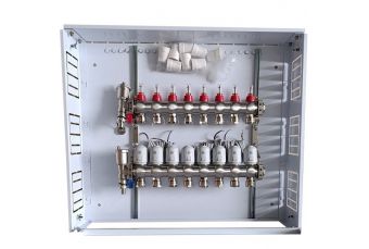 Нагревательный коллектор 8 контуров с термоприводами NC AC230V и расходомерами (HT260430)