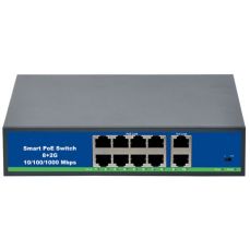 PoE centrmezgls 100Mbps 8 pieslēgvietu 2G uplink, 250m attālums, 802.3AF/AT, 120W (52V 2.3A) (POE802L)