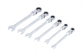 Набор ключей с трещоткой гибкие головки | Дюймовые размеры 1/4"-9/16'', 6шт. (30005)