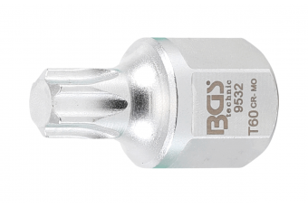 Ķīļrievu jostas galva | 12,5 mm (1/2 collas), 22 mm ārējā sešstūra | T-star (Torx) T60 (9532)