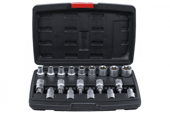 Bit Socket / Socket Set | 12.5 mm (1/2") Drive | T-Star (for Torx) / E-Type | 19 pcs. (95100)