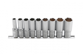 Socket Set, Hexagon, deep | 12.5 mm (1/2") Drive | 10 - 24 mm | 9 pcs. (2223)