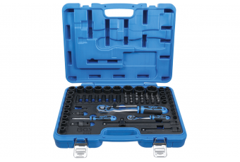 Набор ударных головок и гаечных ключей 69 шт., изогнутые головки 1/4" + 1/2", 72 зубца "Bgs-technic" (5255)