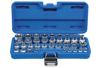 Socket Set, E-Type | 6.3 mm (1/4") / 12.5 mm (1/2") Drive | E4 - E24 | 28 pcs. (70099)