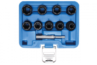Twist Socket Set (Spiral Profile) / Screw Extractor | 12.5 mm (1/2") Drive | 10 - 19 mm | 10 pcs. (5266)