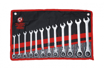 Набор ключей с трещоткой 8-19 мм, 12 шт. (30001)