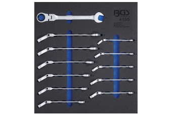 Tool Tray 2/3: Ratchet Combination Wrench Set | adjustable | 8 - 19 mm | 12 pcs. (4195)