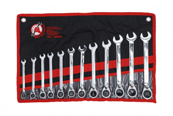 Sprūdrata uzgriežņu atslēgu komplekts | atgriezenisks | 8 - 19 mm | 12 gab. (30008)