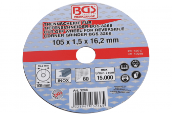 Диск для реверсивной угловой шлифовальной машины BGS | Ø 105 x 1,5 x 16,2 мм (3266)