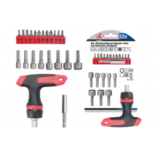 Набор наконечников | с реверсной трещоткой | T-формы рукоятка | 22 шт. (20122)