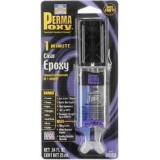 Ээпоксидный клей прозрачный быстросохнущий - 1 минута (шприц 25 мл) США пластик, металл и др. (60-023 PER)