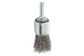 End brush, crimped wire brush with shaft 25mm stainless steel (YL320025S)