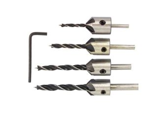Adjustable countersink wood drill bit set 4pcs, 3-6mm (KD10559)