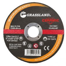 Griešanas disks. Plakans. Nerūsējošais tērauds / Keramika 125x1.0x22.2 41 tips (FCE1251022)