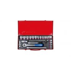 Set of socket wrenches 24 pcs., square 1/2'', 6pt., (3/8''-1-1/4'') (4528SR)