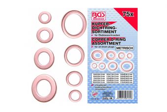 Ассортимент уплотнительных колец | медь | метрическая | для сливных слитков | 75 шт. (8132)