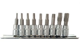 Set of tips | 6.3 mm (1/4") | T-Star (for Torx) T10 - T50 | 9 pcs. (KR144010)