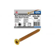 Многоцелевые винты | T-Star (для Torx) T20 | 4,0 х 50 мм | 125 шт. (80995)