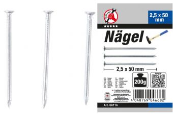 Гвозди ассортимент | 200 г | 2,5 x 50 мм (88116)