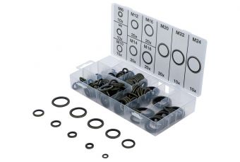 Ассортимент уплотнительных колец | металл | с резиновым уплотнительным валиком | 150 шт. (9306)