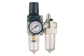  Блок подготовки воздуха мини 1/4" (фильтр + регулятор + маслодобавитель) (0-10bar) (AC201002)