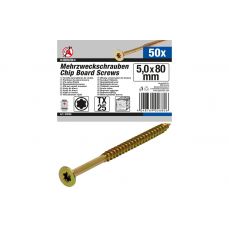 Многоцелевые винты | T-Star (для Torx) T25 | 5,0 х 80 мм | 50 шт. (80998)