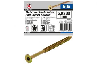 Многоцелевые винты | T-Star (для Torx) T25 | 5,0 х 80 мм | 50 шт. (80998)
