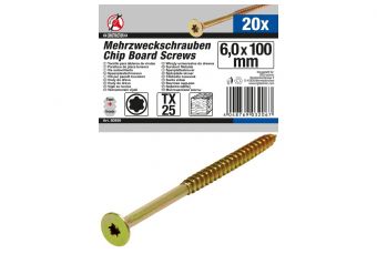 Многоцелевые винты | T-Star (для Torx) T25 | 6,0 х 100 мм | 20 шт. (80999)