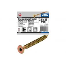 Многоцелевые винты | T-Star (для Torx) T10 | 3,5 х 35 мм | 200 шт. (80993)