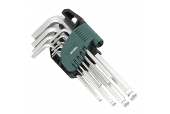 Набор шестигранных ключей L-образных длинных шариковых головок 9шт. (1.5-10) (S09105A)