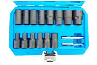 Special set for heads / screw extractors | 12.5 mm (1/2") drive | 8 - 27 mm | 16 pcs. (SK2016185)