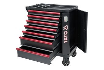 Инструментальная тележка | 7 ящиков 1 боковая дверь кодовый замок Светодиодное освещение (YT-09004)