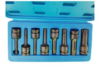 Trieciena uzgaļi 12,5 mm (1/2 collas) | T-Star (Torx) T30 - T80 | 8 gab. (S1101)