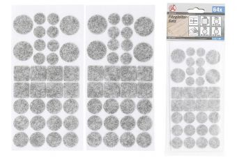 Filca spilventiņu komplekts | pelēks krāsots | 64 vienības (80703)