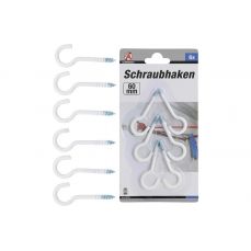 Ассортимент винтовых крюков | белые | 60 мм | 6 шт. (88181)