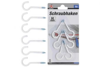 Ассортимент винтовых крюков | белые | 60 мм | 6 шт. (88181)