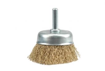 Щетка-крацовка "ЧАШКА" латунированная сталь 50мм со стержнем (06987)