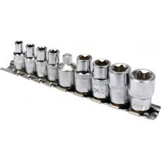 Набор торцевых головок E-Type | 6,3 мм (1/4") / 10 мм (3/8") привод | E5 - E16 | 9 шт. (YT-0520)